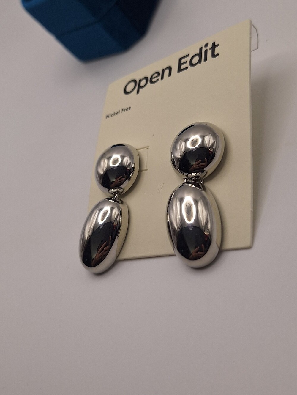 Open Edit Puffy Orb Drop Earrings Silver Rhodium Nickel Free NWT - Picture 2 of 5